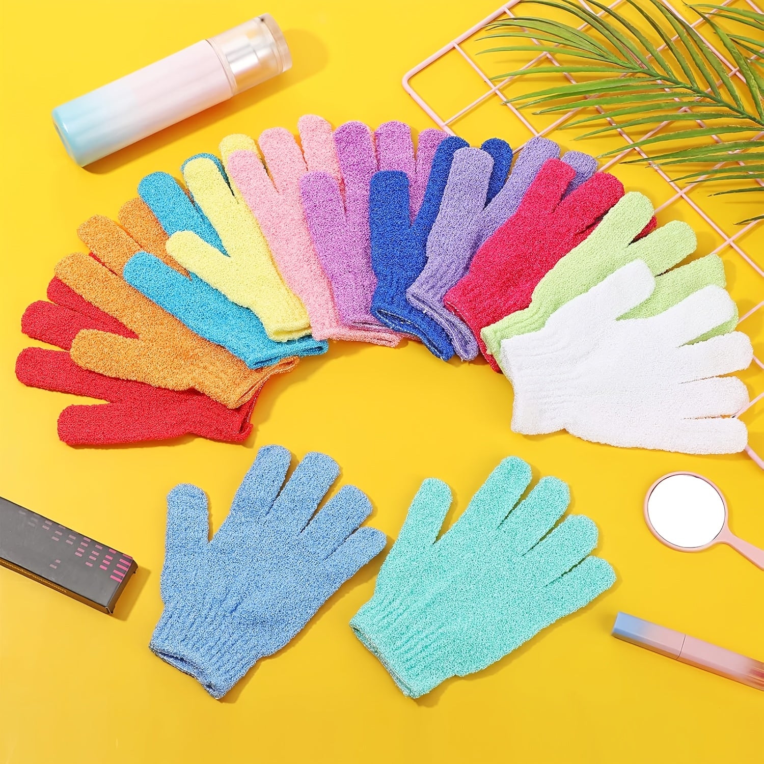 100pcs Exfoliating Gloves Bulk Double Sided Nylon Colorful Bath Shower Gloves For Men Women Beauty Spa Massage Shower Deep Clean Body Skin Scrubber Bathing Accessories, 13 Colors
